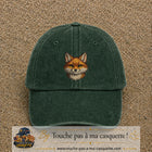 Casquette Vert foncé délavé motif Renard roux 7 cm - vue principale