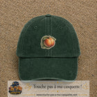 Casquette Vert foncé délavé motif Pêches fruitées 5 cm - vue principale