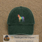 Casquette Vert foncé délavé 100% coton avec motif Zèbre arc-en-ciel 7 cm - image principale