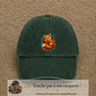 Casquette baseball Vert foncé délavé 100% coton avec motif Renard au cœur 7 cm - image principale