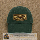 Casquette baseball Vert foncé délavé 100% coton avec visuel Cheval en course 7 cm - image produit principale