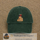 Casquette Vert foncé délavé 100% coton avec motif Portrait homme casquettes 7 cm - image principale