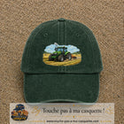 Casquette baseball Vert foncé délavé 100% coton avec motif Tracteur agricole 7 cm - image principale