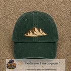 Casquette Vert foncé délavé 100% coton avec motif Montagnes bohèmes 5 cm - image principale