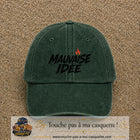 Casquette Vert foncé délavé 100% coton avec motif Mauvaise idée 7 cm - image principale