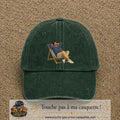 Casquette Vert foncé délavé 100% coton avec motif Pause soleil transat 7 cm - image principale