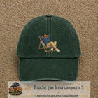 Casquette Vert foncé délavé 100% coton avec motif Pause soleil transat 7 cm - image principale