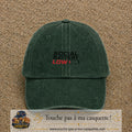Casquette Vert foncé délavé 100% coton avec motif Social Battery Low 3 cm - image principale