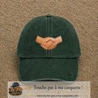 Casquette Vert foncé délavé 100% coton avec motif Poignée de main 5 cm - image principale