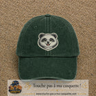 Casquette Vert foncé délavé motif Panda souriant 7 cm - vue principale