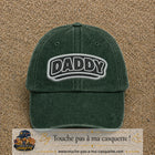 Casquette Vert foncé délavé motif Message Daddy 7 cm - vue principale