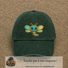 Casquette Vert foncé délavé motif Libellule multicolore 7 cm - vue principale
