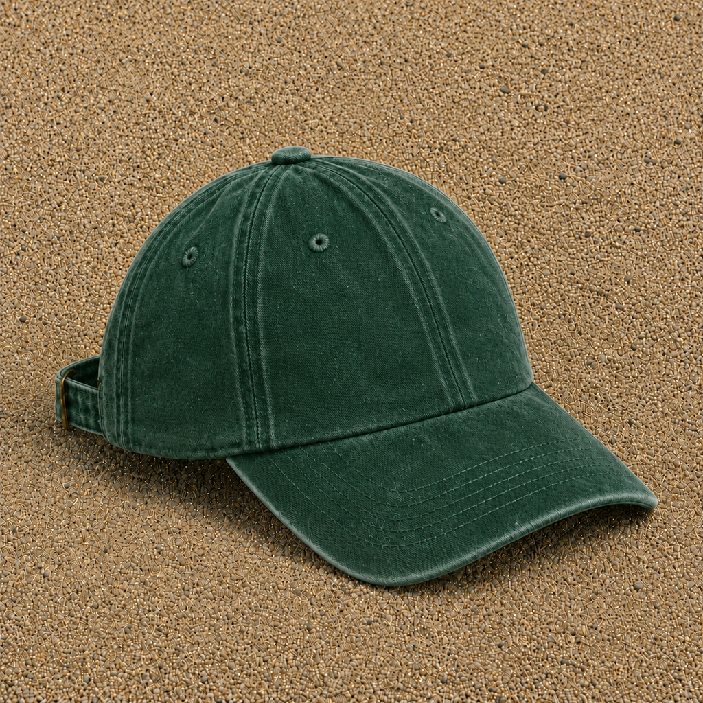Casquette Vert foncé délavé 100% coton style baseball