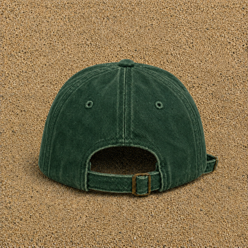 Casquette baseball Vert foncé délavé 100% coton avec motif Singe à la banane 5 cm - image pack couleur 1