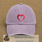 Image principale produit138grosVI - casquette Violet délavé avec visuel Cœur rouge 7 cm
