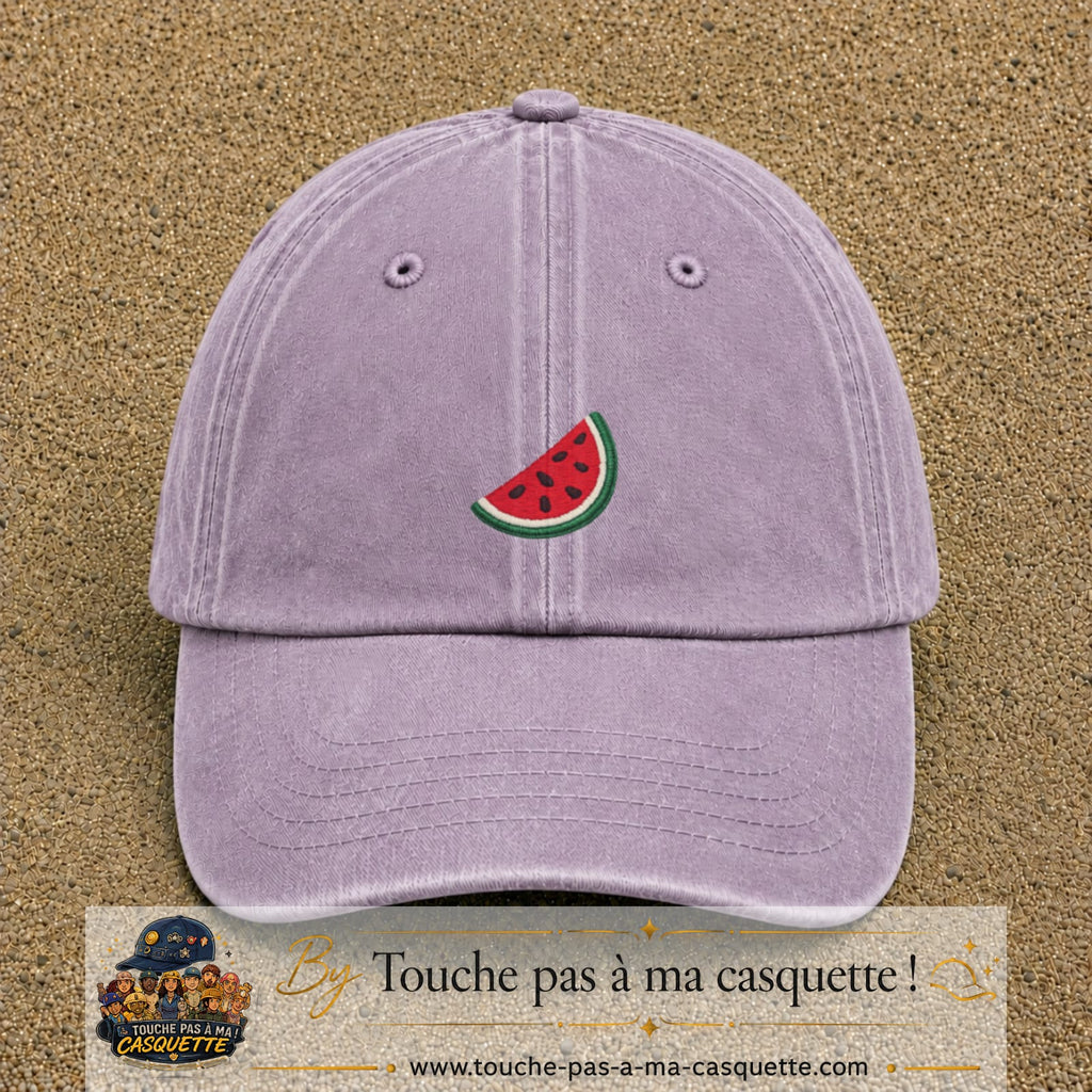 Image principale produit22moyenVI - casquette Violet délavé avec visuel Pastèque 5 cm