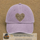 Image principale produit18grosVI - casquette Violet délavé avec visuel Cœur léopard 7 cm