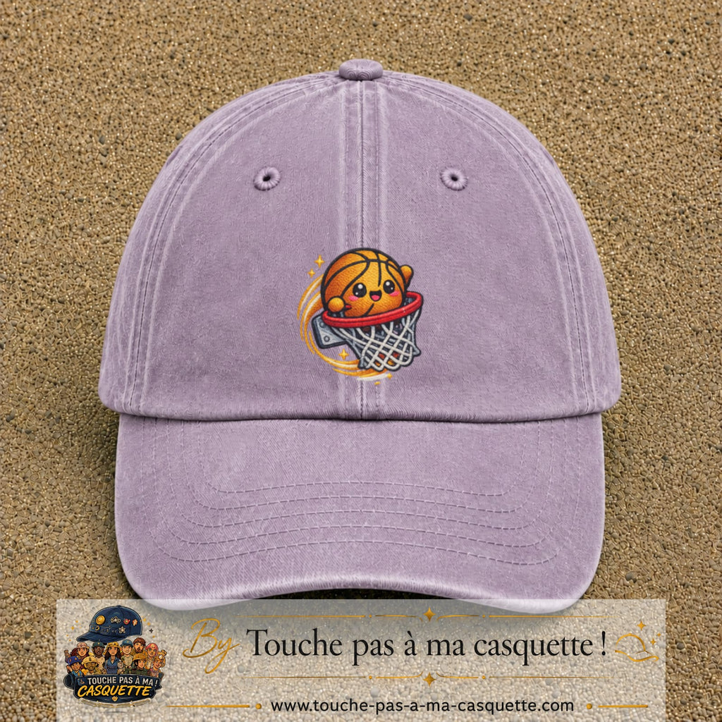 Image principale produit79grosVI - casquette Violet délavé avec visuel Ballon basket panier 7 cm
