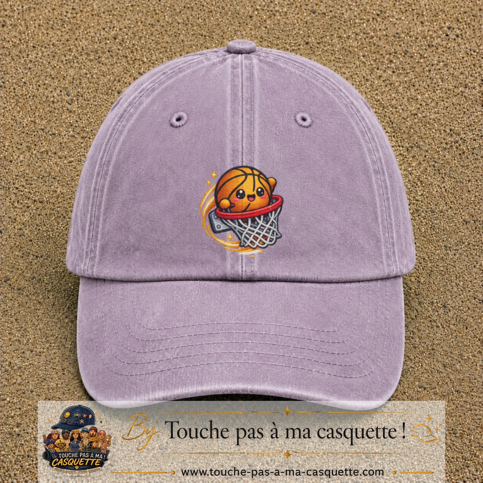 Image principale produit79grosVI - casquette Violet délavé avec visuel Ballon basket panier 7 cm