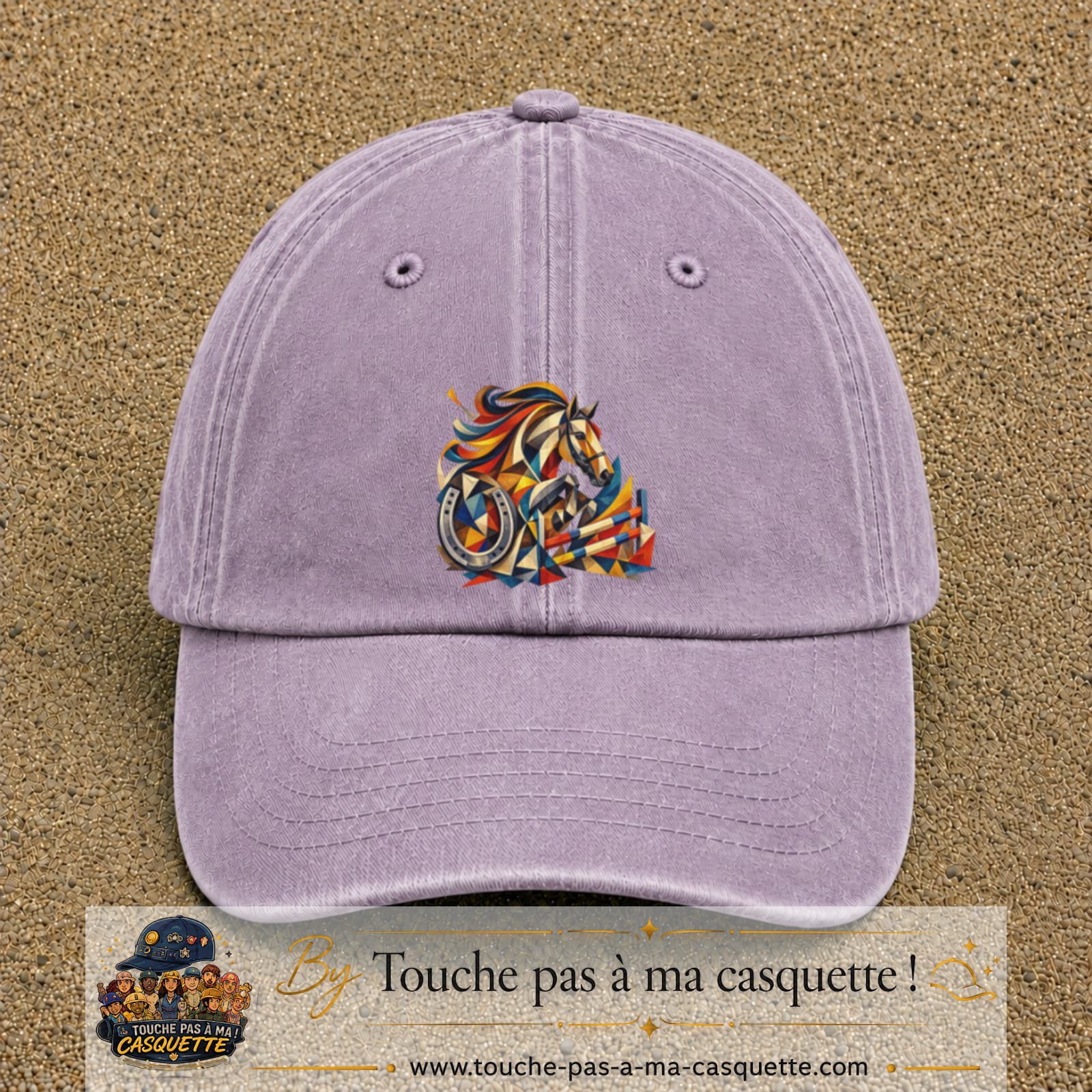 Image principale casquette Violet délavé avec motif Cheval de concours 7 cm
