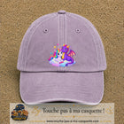 Casquette Violet délavé motif Licorne et bébé dragon logo 7 cm