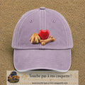 Casquette Violet délavé motif Patte de chien et cœur logo 7 cm