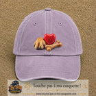 Casquette Violet délavé motif Patte de chien et cœur logo 7 cm