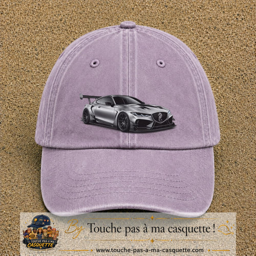 Casquette Violet délavé avec motif Voiture sportive en 7 cm – vue principale