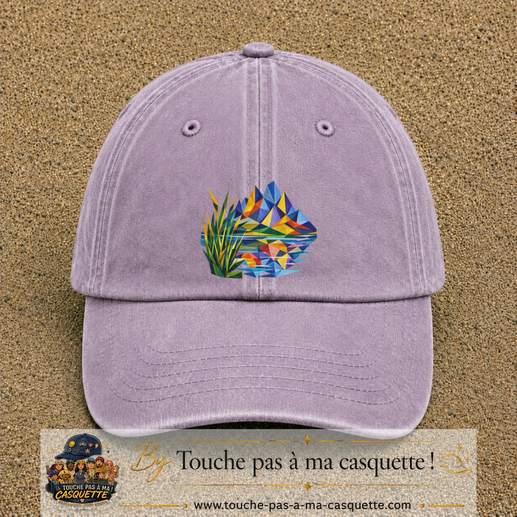 Image principale casquette Violet délavé avec motif Lac de montagne 7 cm
