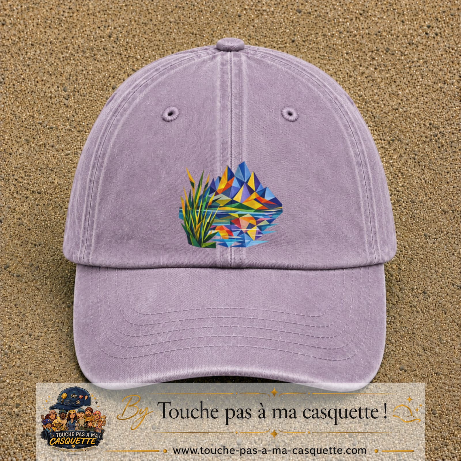 Image principale casquette Violet délavé avec motif Lac de montagne 7 cm