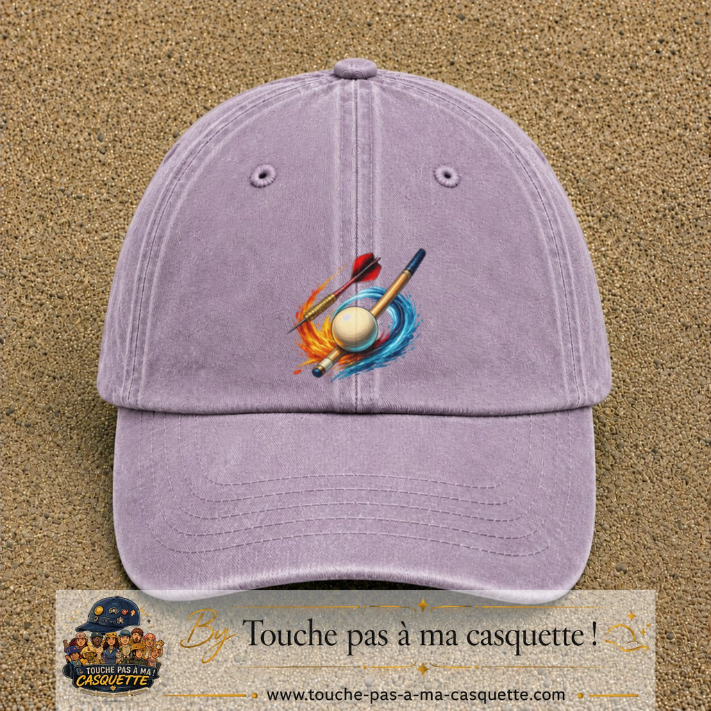 Image principale casquette Violet délavé avec motif Fléchettes et billard 7 cm