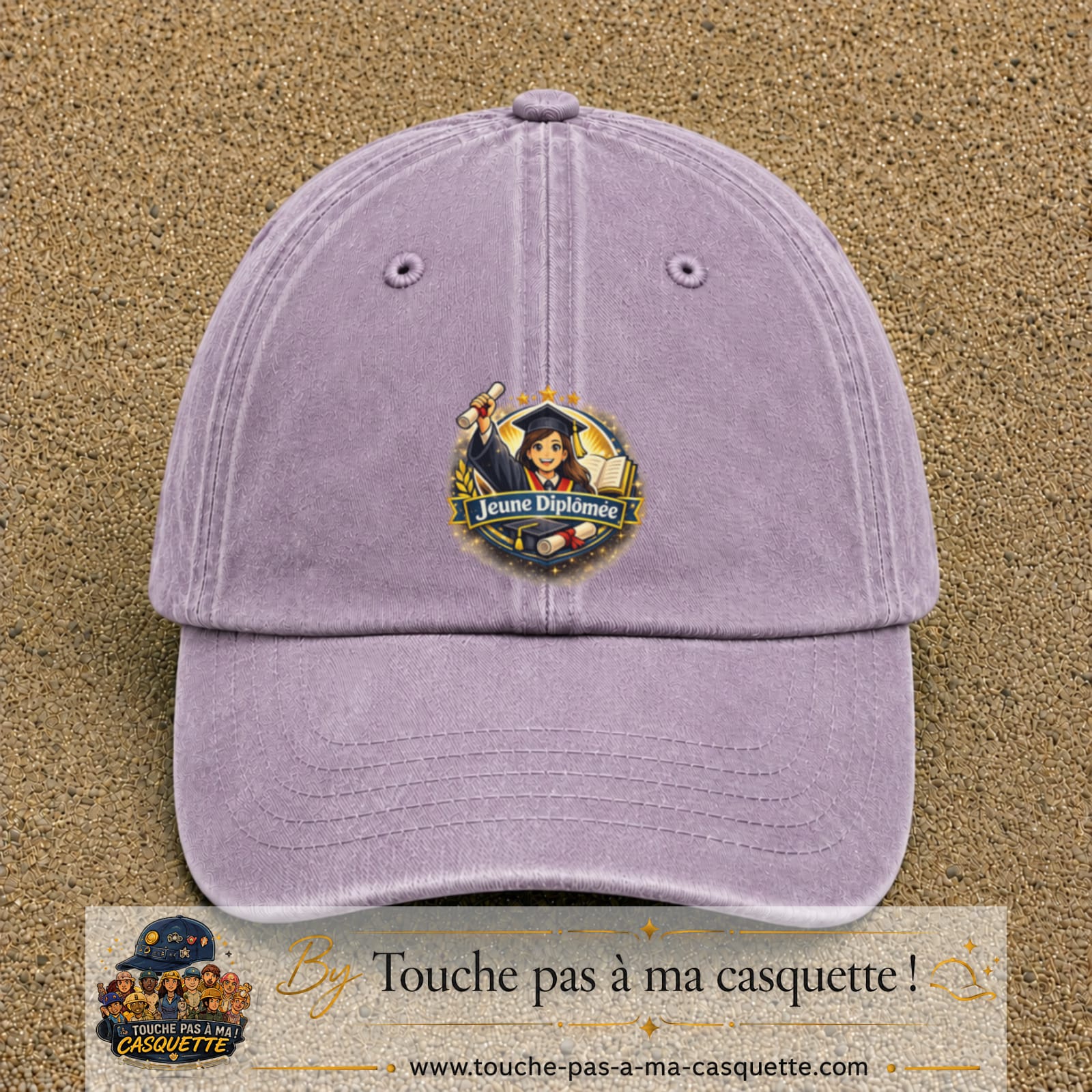 Casquette Violet délavé avec motif Jeune Diplômée en 7 cm – vue principale