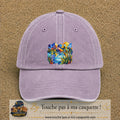 Casquette Violet délavé motif Paysage tropical géométrique logo 7 cm