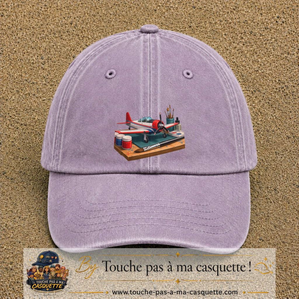 Casquette Violet délavé motif Avion de modélisme logo 7 cm