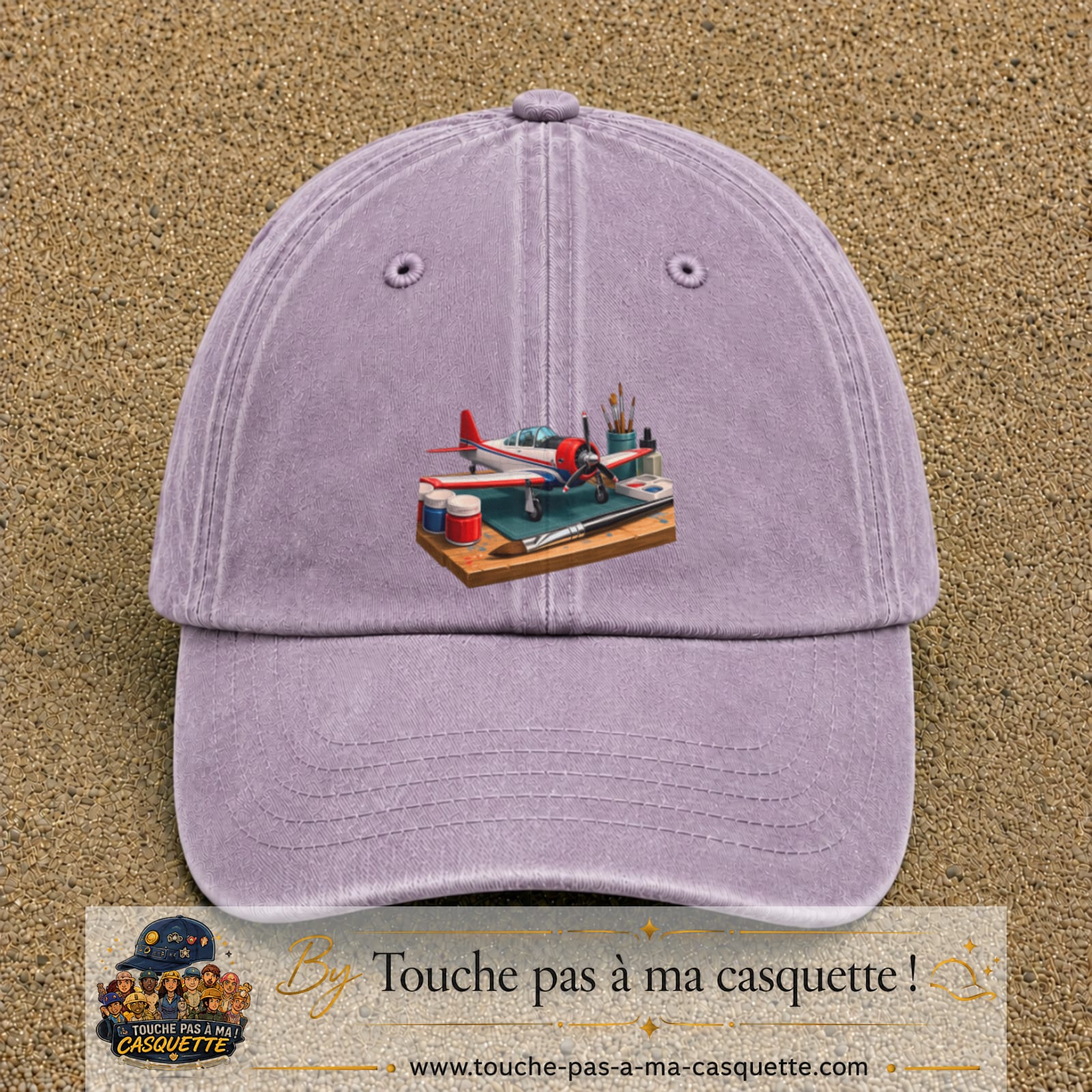 Casquette Violet délavé motif Avion de modélisme logo 7 cm