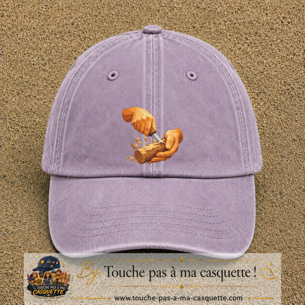 Casquette Violet délavé motif Travail du bois logo 7 cm