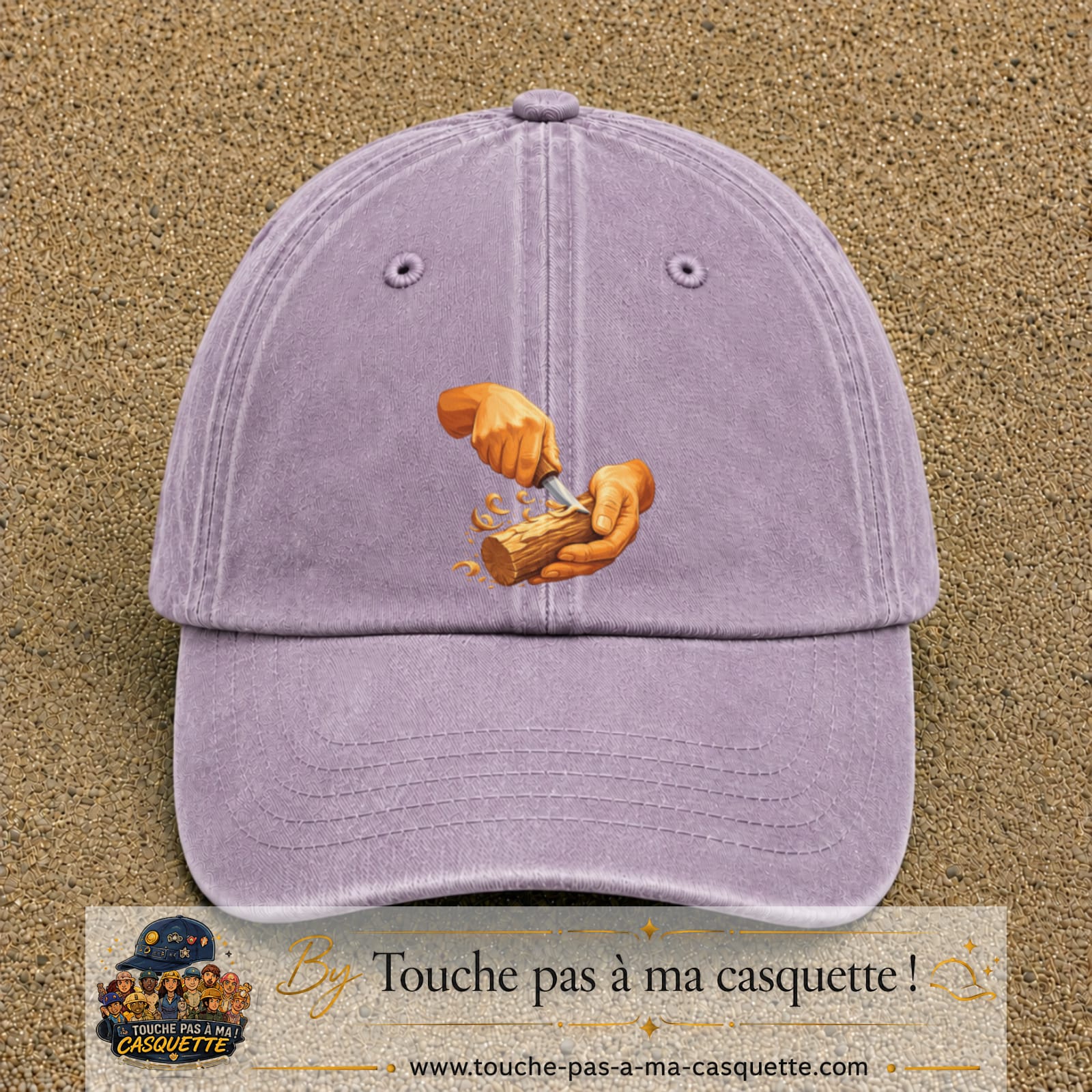 Casquette Violet délavé motif Travail du bois logo 7 cm