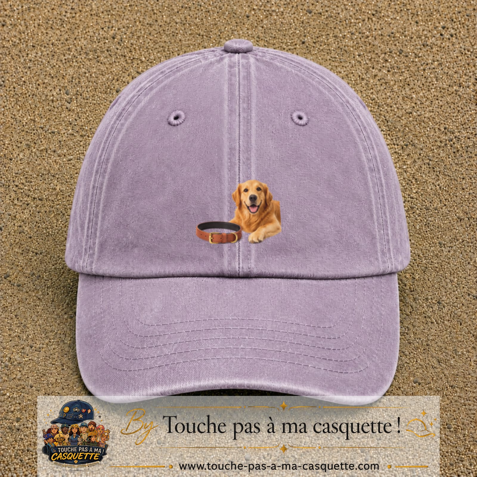 Image principale casquette Violet délavé avec motif Chien avec collier 5 cm