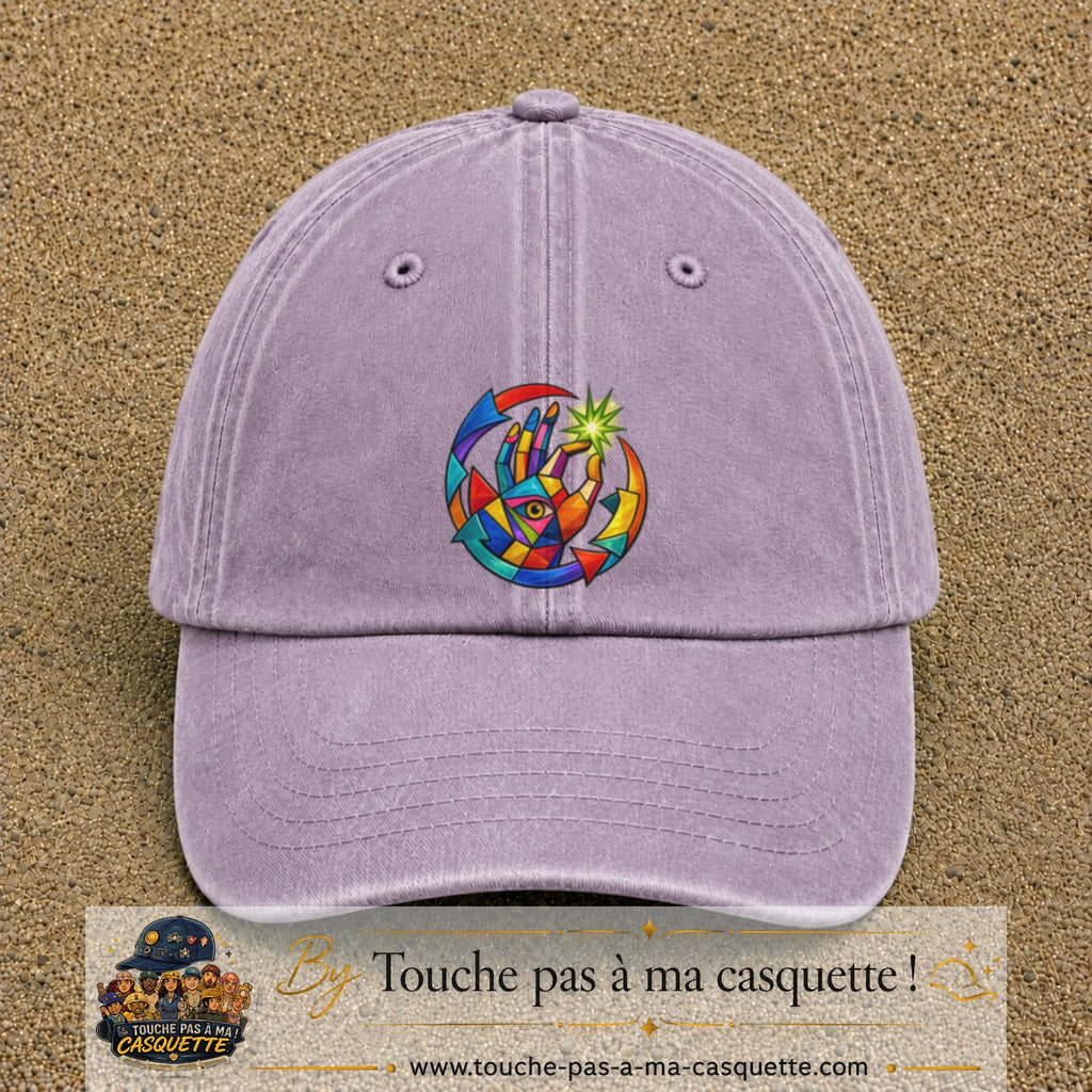Image principale casquette Violet délavé avec motif Main créative 7 cm