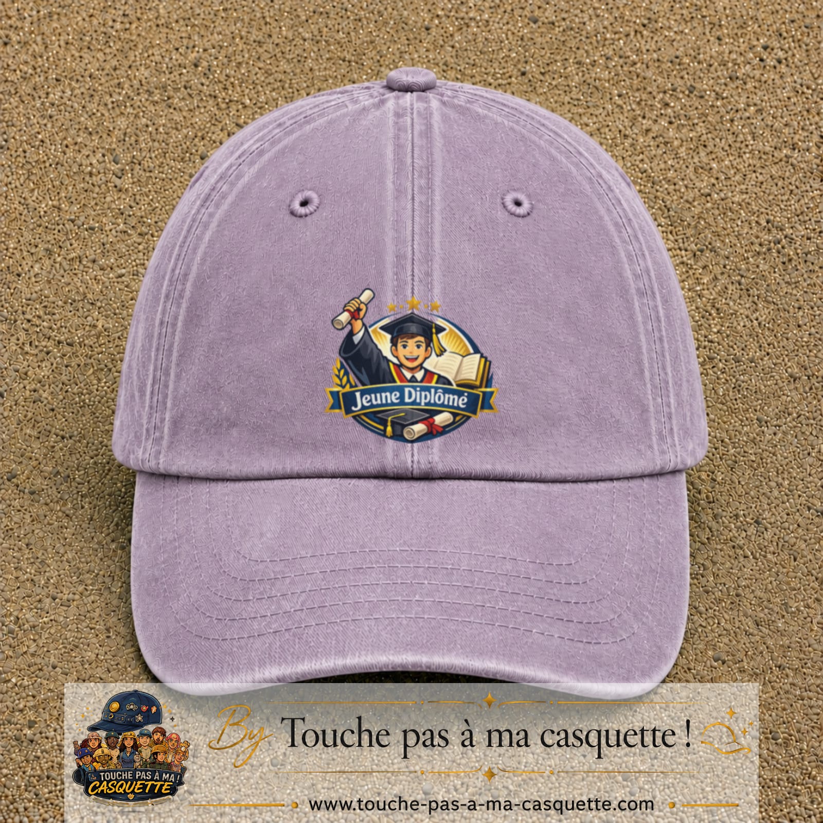 Casquette Violet délavé avec motif Jeune Diplômé en 7 cm – vue principale