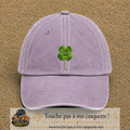 Casquette Violet délavé motif Trèfle porte-bonheur logo 7 cm