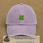 Casquette Violet délavé motif Trèfle porte-bonheur logo 7 cm