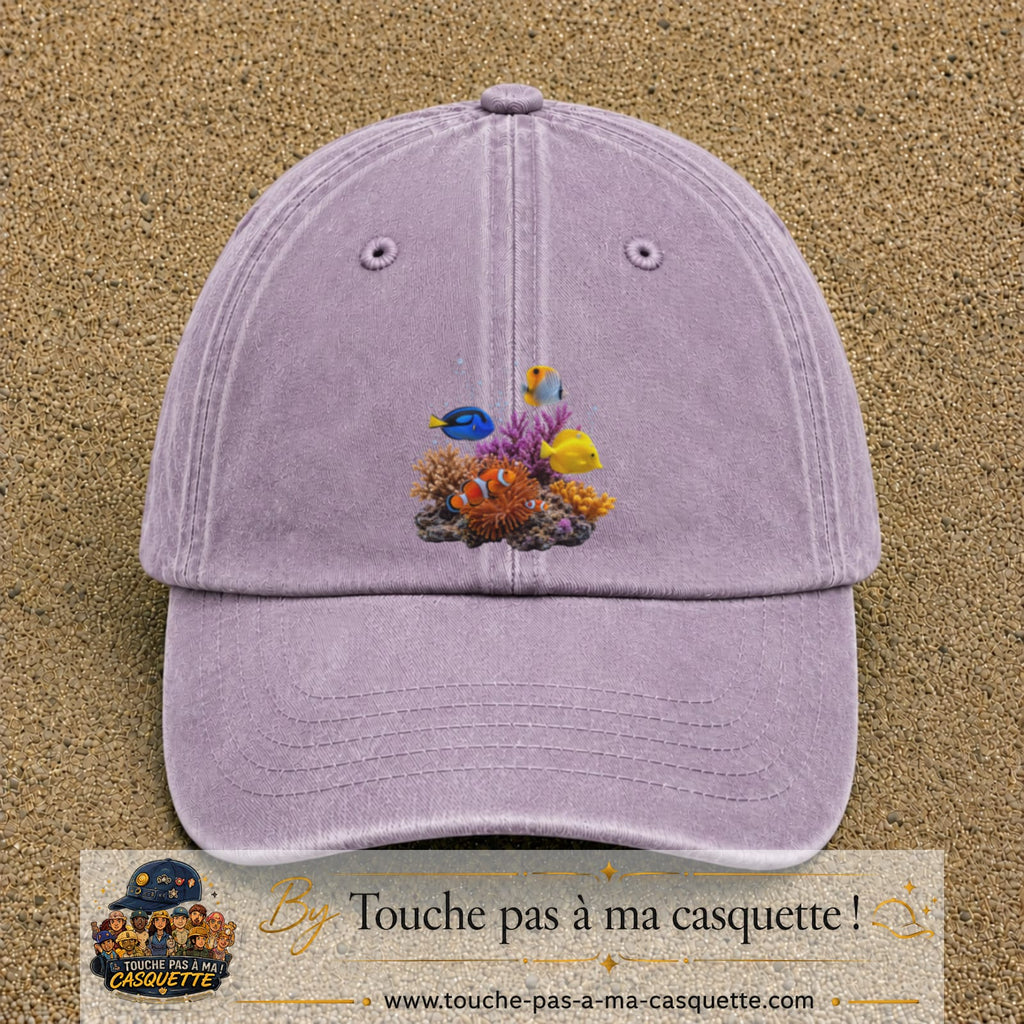 Image principale casquette Violet délavé avec motif Récif aux poissons 7 cm