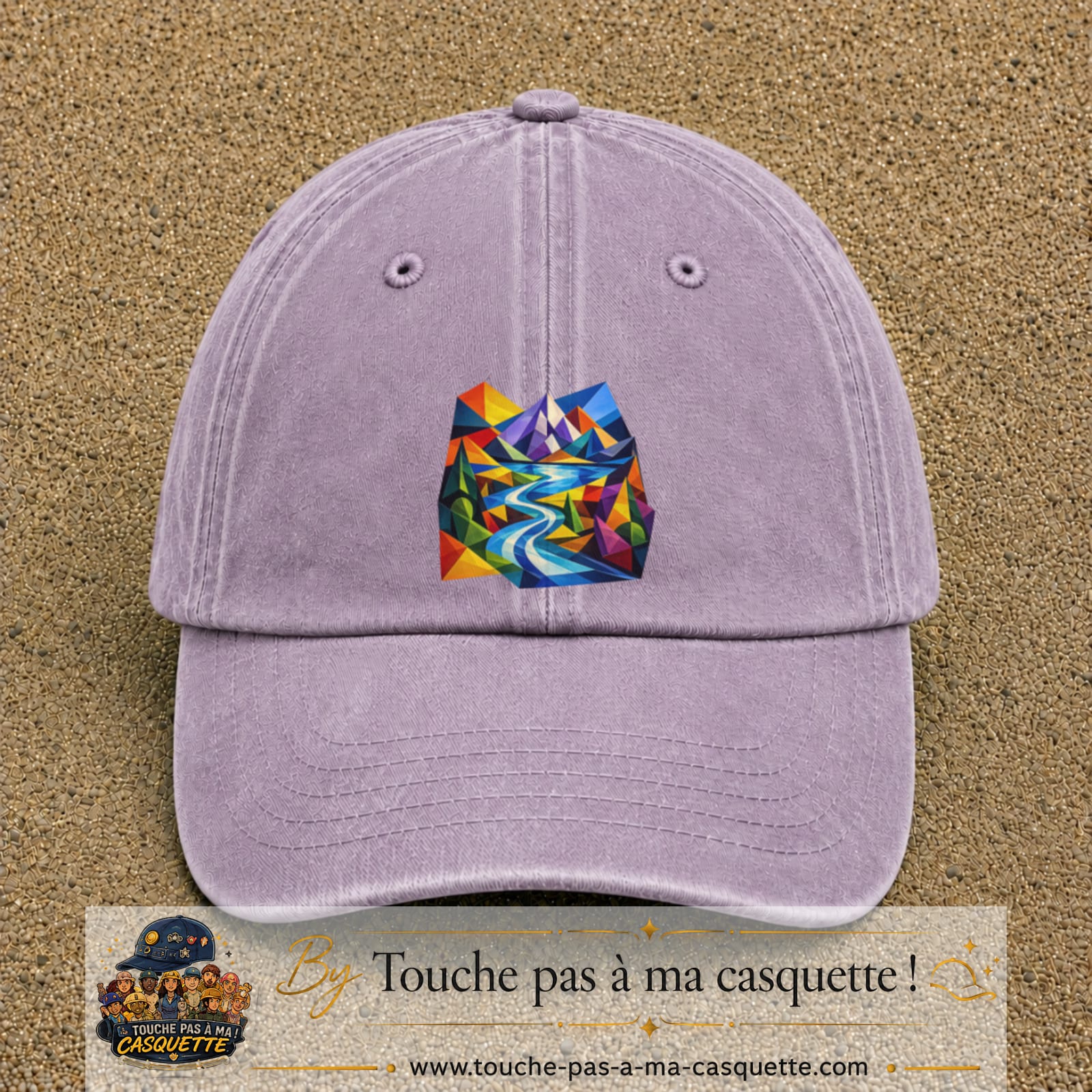 Image principale casquette Violet délavé avec motif Rivière de montagne 7 cm