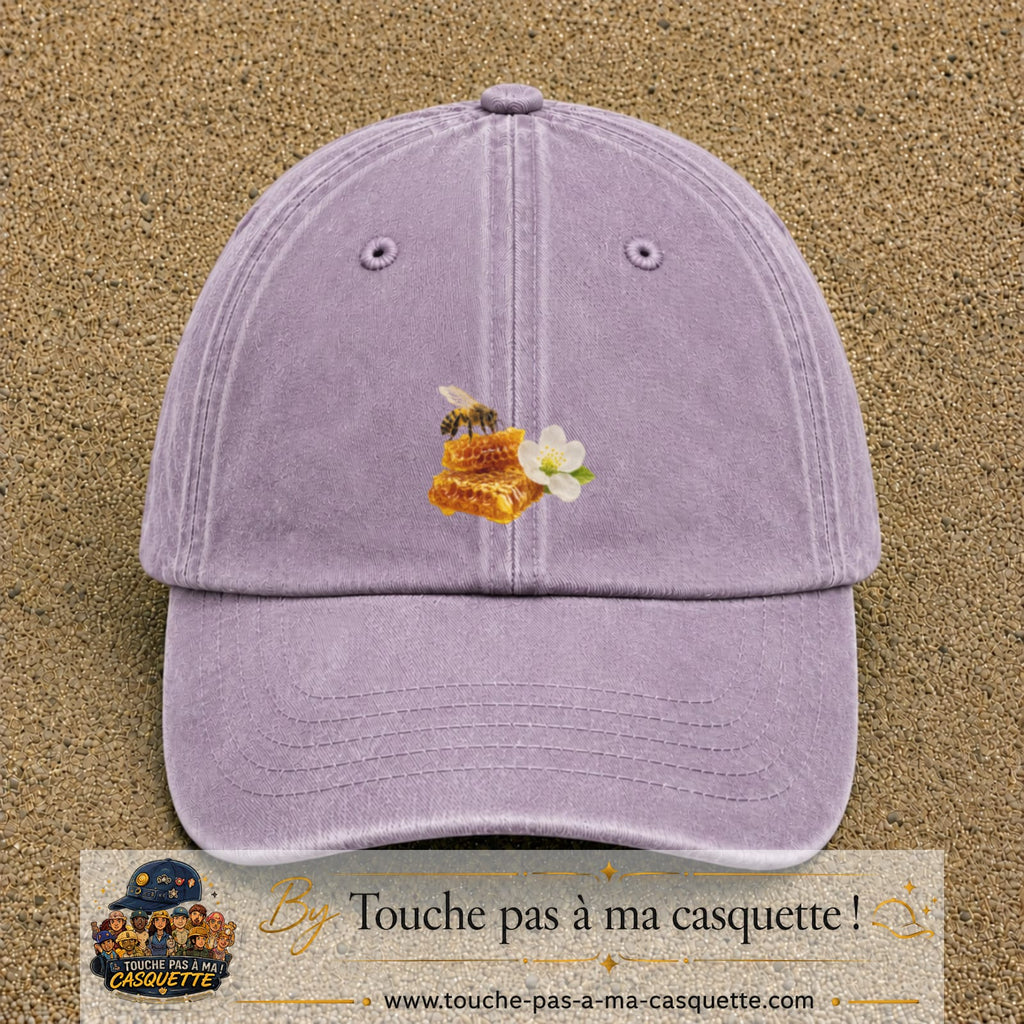Image principale casquette Violet délavé avec motif Abeille et miel 5 cm