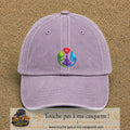 Casquette Violet délavé motif Yoga santé logo 7 cm