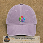 Casquette Violet délavé motif Yoga santé logo 7 cm
