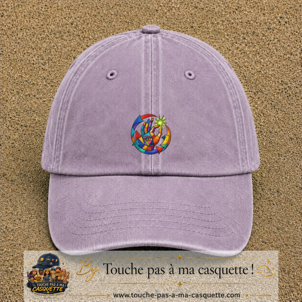 Image principale casquette Violet délavé avec motif Main créative 5 cm
