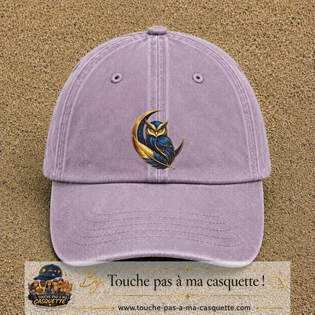 Casquette Violet délavé motif Chouette dorée logo 7 cm