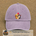 Casquette Violet délavé avec motif Chien et chat complices en 7 cm – vue principale